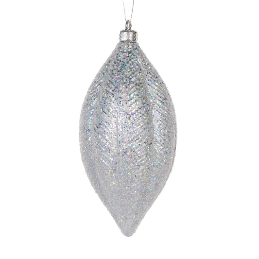 SILVER FEATHER DROP BAUBLE