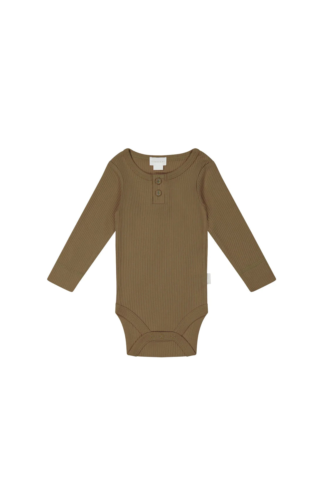 Organic Cotton Modal Long Sleeve Bodysuit - Creme Caramel